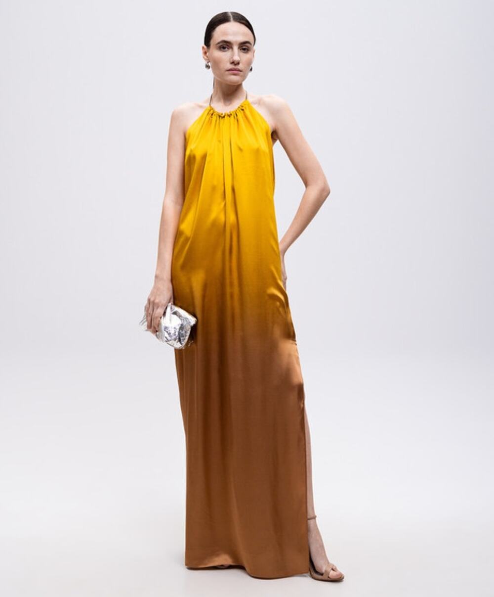 Max Mara Deruta Gradient Silk Satin Gown Gold Size 38